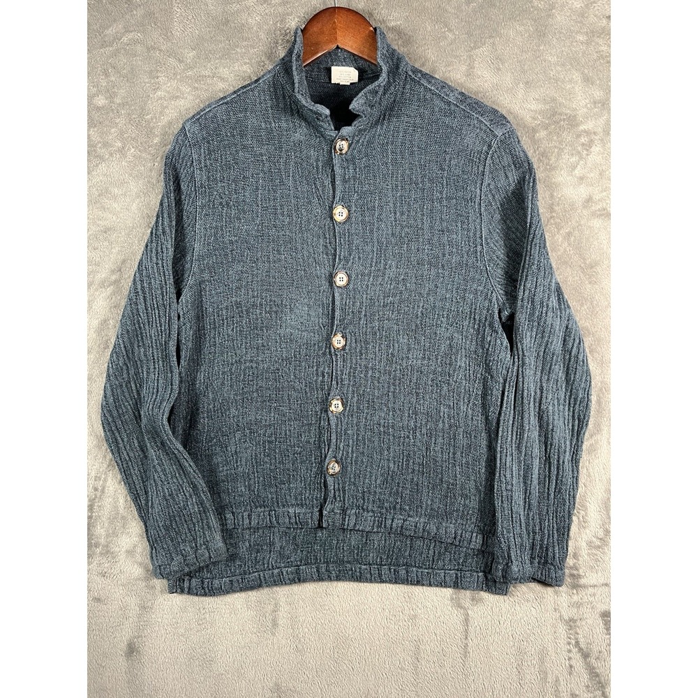 CP Shades Jacket Womens Small Blue Textured Linen Blend Lagenlook Oversized